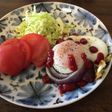 焼き玉ねぎの卵のせ 朝ごはん
