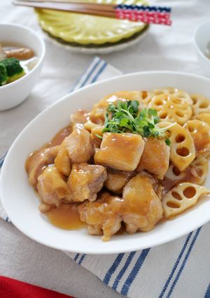 材料2つ！鶏ももと蓮根の甘酢あんかけ-レシピのメイン写真