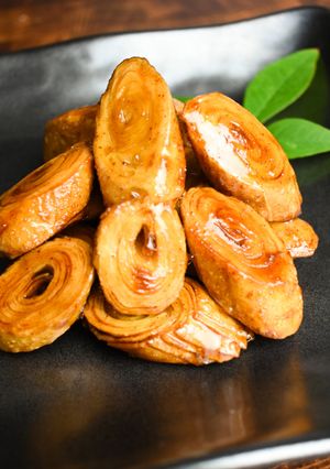 ワンタン皮で切り株お菓子-レシピのメイン写真