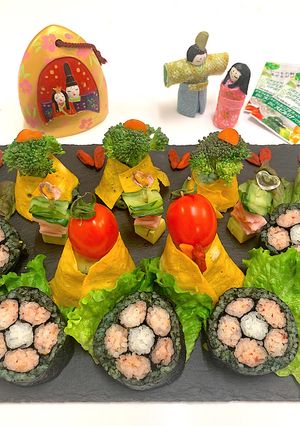 ひな祭♪スピ飾り巻き寿司とスピ野菜雛寿司-レシピのメイン写真