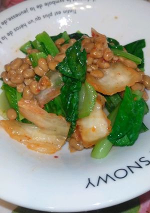 レンジで!小松菜のキムチ納豆和え-レシピのメイン写真