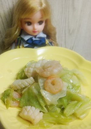 リカちゃん♡レタスイカエビマヨネーズ炒め-レシピのメイン写真