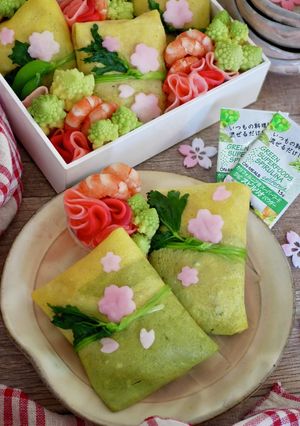 スピルリナと桜で可愛く♡『ふくさ寿司』-レシピのメイン写真
