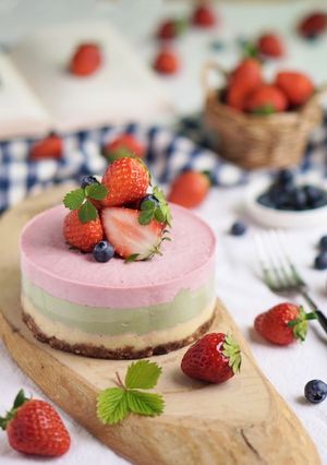 ３層のひなまつりローケーキ　スピルリナ入-レシピのメイン写真