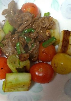 牛肉と長ネギ、プチトマトの炒めもの☆-レシピのメイン写真