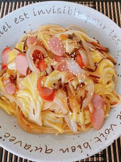 ☆キャベツ塩昆布ウインナーの和風パスタ☆-レシピのメイン写真