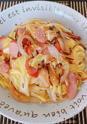 ☆キャベツ塩昆布ウインナーの和風パスタ☆-レシピのメイン写真