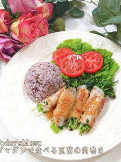 簡単★ゴマダレで食べる豆苗の肉巻き/豚肉-レシピのメイン写真