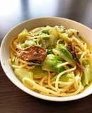 節約ランチ☆レタスとさんま缶の和風パスタ