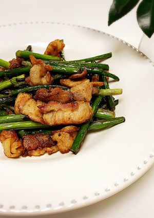 10分で完成！豚肉とニンニクの芽炒め-レシピのメイン写真