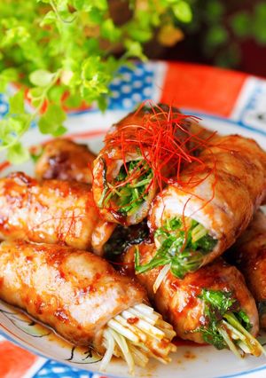 ヘルシーレシピ♪シャキシャキ水菜の肉巻き-レシピのメイン写真