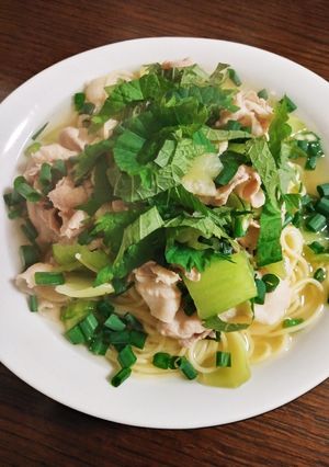 絶品☆豚肉とチンゲン菜の和風スープパスタ-レシピのメイン写真