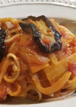 簡単。無添加。トマト缶の揚げ茄子パスタ。-レシピのメイン写真