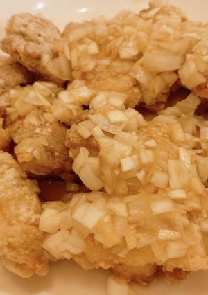 鶏肉の竜田揚げ(白ネギ甘酢ソースかけ)-レシピのメイン写真