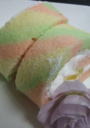 かわいぃ~☆カラフルロールケーキ☆-レシピのメイン写真