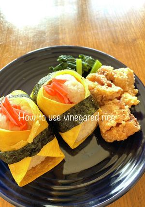 酢飯おにぎり 紅しょうがと玉子焼き-レシピのメイン写真