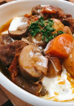 皮付きインカと豚肉のトマト煮込み-レシピのメイン写真