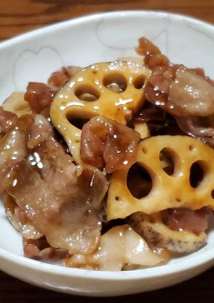 ご飯が進む☆しゃきしゃき豚ばらレンコン-レシピのメイン写真