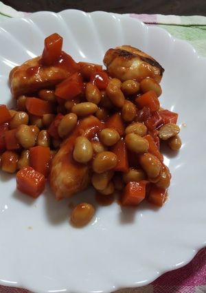 幼児食にも！鶏胸肉と大豆のケチャップ炒め-レシピのメイン写真