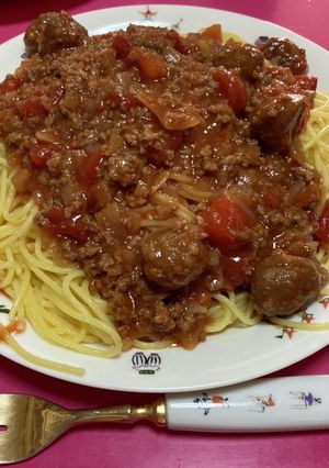 ミートボール入りミートソースパスタ❤️-レシピのメイン写真