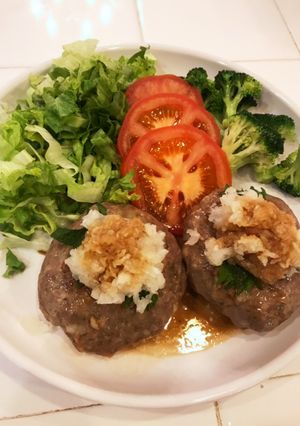 低温調理の柔らかハンバーグ　おろしポン酢-レシピのメイン写真
