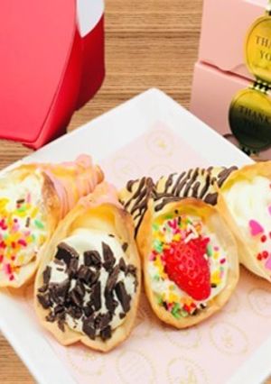 パリっ!!×２餃子の皮ミニコーンパフェ♡-レシピのメイン写真
