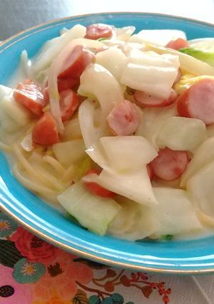 白菜と玉ねぎとソーセージのクリームパスタ-レシピのメイン写真
