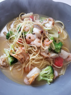 海鮮ペペロンチーノ風スープパスタ-レシピのメイン写真
