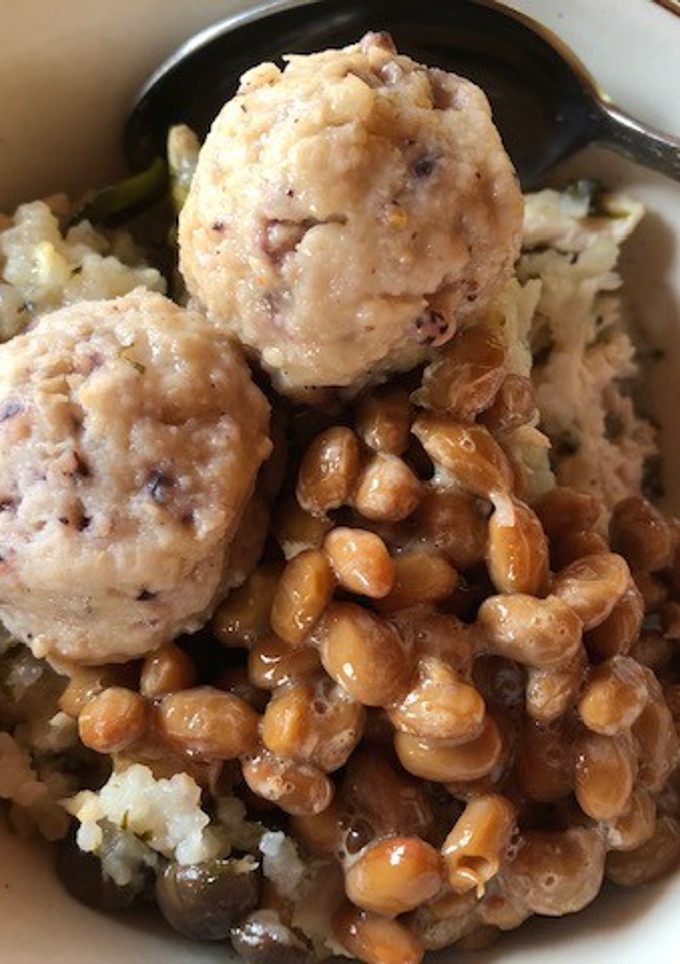 納豆とタコのつみれのご飯-レシピのメイン写真