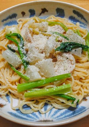 カブとサラダチキンのクリームパスタ-レシピのメイン写真