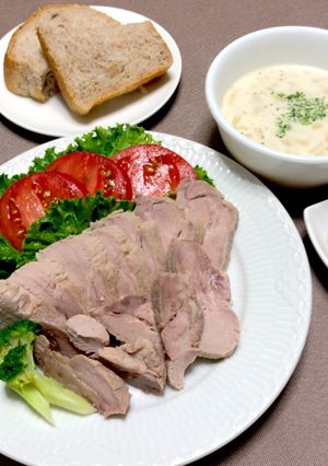レンチン茹で豚と簡単茹で汁のスープ-レシピのメイン写真