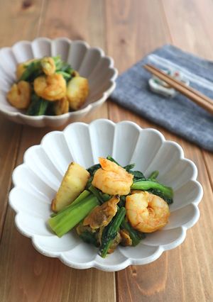 シーフードミックスと小松菜のカレー炒め-レシピのメイン写真