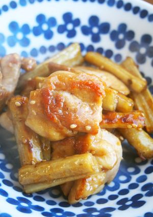 もも肉・ごぼうの甘辛炒め!下処理はレンジ-レシピのメイン写真
