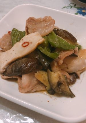 茄子とピーマンきのこの豚肉塩炒め-レシピのメイン写真