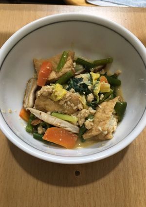 厚揚げとにんにくの芽の大豆そぼろあんかけ-レシピのメイン写真