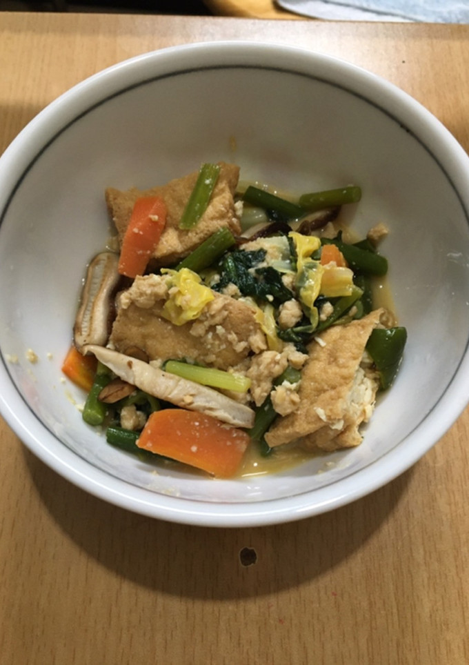 厚揚げとにんにくの芽の大豆そぼろあんかけ-レシピのメイン写真