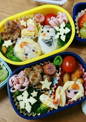 アナ雪 キャラ弁 オラフとエルサ-レシピのメイン写真