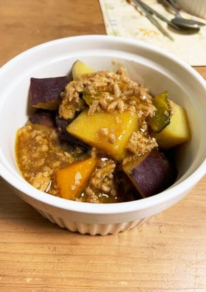 かぼちゃとさつまいものそぼろ煮-レシピのメイン写真