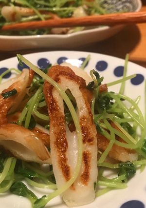 豆苗とちくわのガーリック塩炒め-レシピのメイン写真