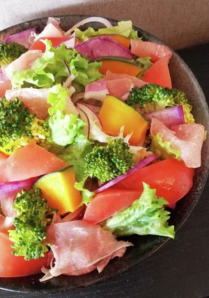 生ハム 南瓜 紫大根 野菜サラダ-レシピのメイン写真