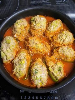 キャベツ入りピーマンの肉詰め煮-レシピのメイン写真