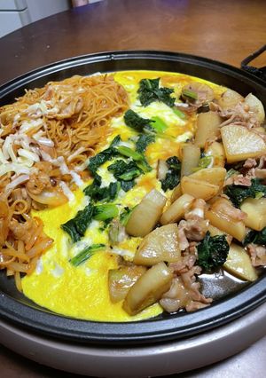 豚バラ大根とナポリタン、アスパラ菜-レシピのメイン写真