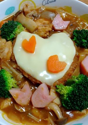 とろけるハートのきのこチーズカツカレー♡-レシピのメイン写真