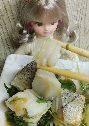リカちゃん♡たらの水菜ポン酢蒸しꕤ*｡ﾟ-レシピのメイン写真
