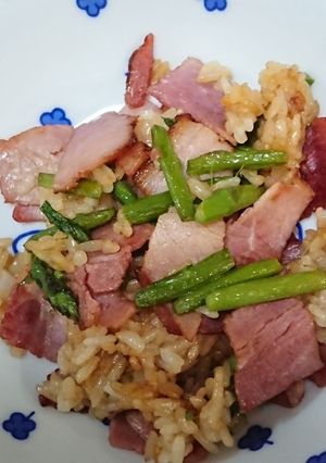 塩分控えめアスパラとハムのチャーハン-レシピのメイン写真