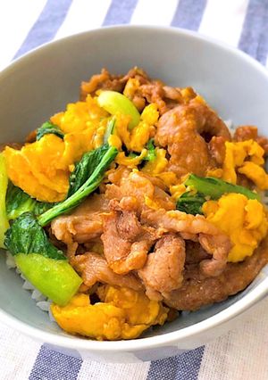 豚こま＆ふわ卵甘酢あんかけ丼-レシピのメイン写真