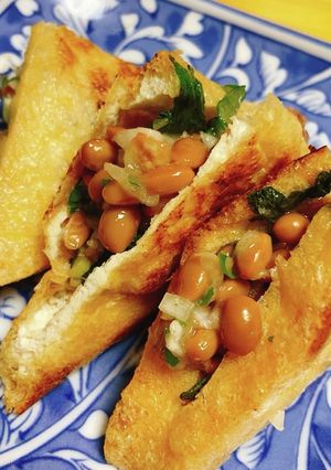 簡単おつまみ！油揚げの納豆はさみ焼き-レシピのメイン写真