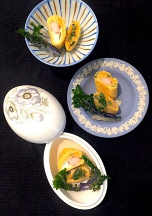 小さい卵焼きシリーズ 茹で菜花バターで-レシピのメイン写真