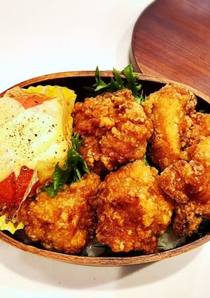 のっけ弁当(鶏唐揚げと焼きトマト)-レシピのメイン写真