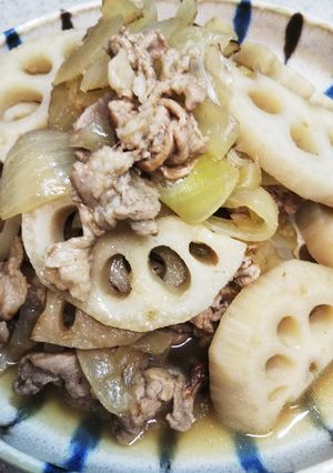 レンコンと豚肉の炒め煮-レシピのメイン写真
